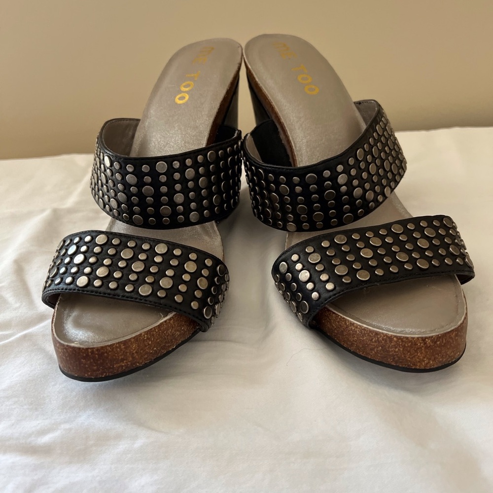 Me Too Black Studded Women's Sandals
